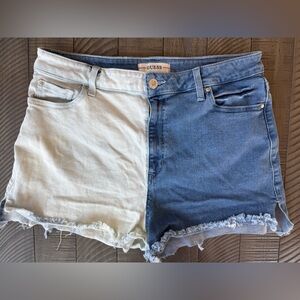 GUESS - Claudia High Rise Two Toned Color-Block Jean Shorts  
Women’s Size 30